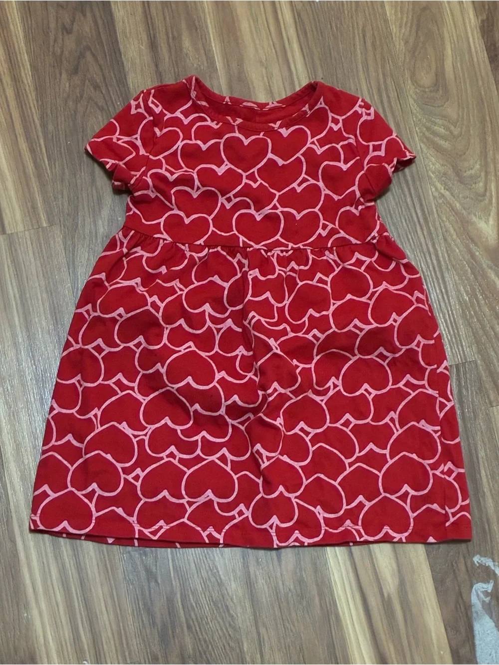 Red Heart Print Kids Dress